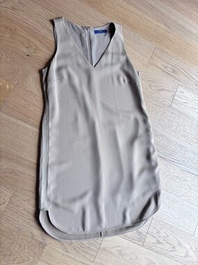 Polo Ralph Lauren camel colored dress with satin edge detail.